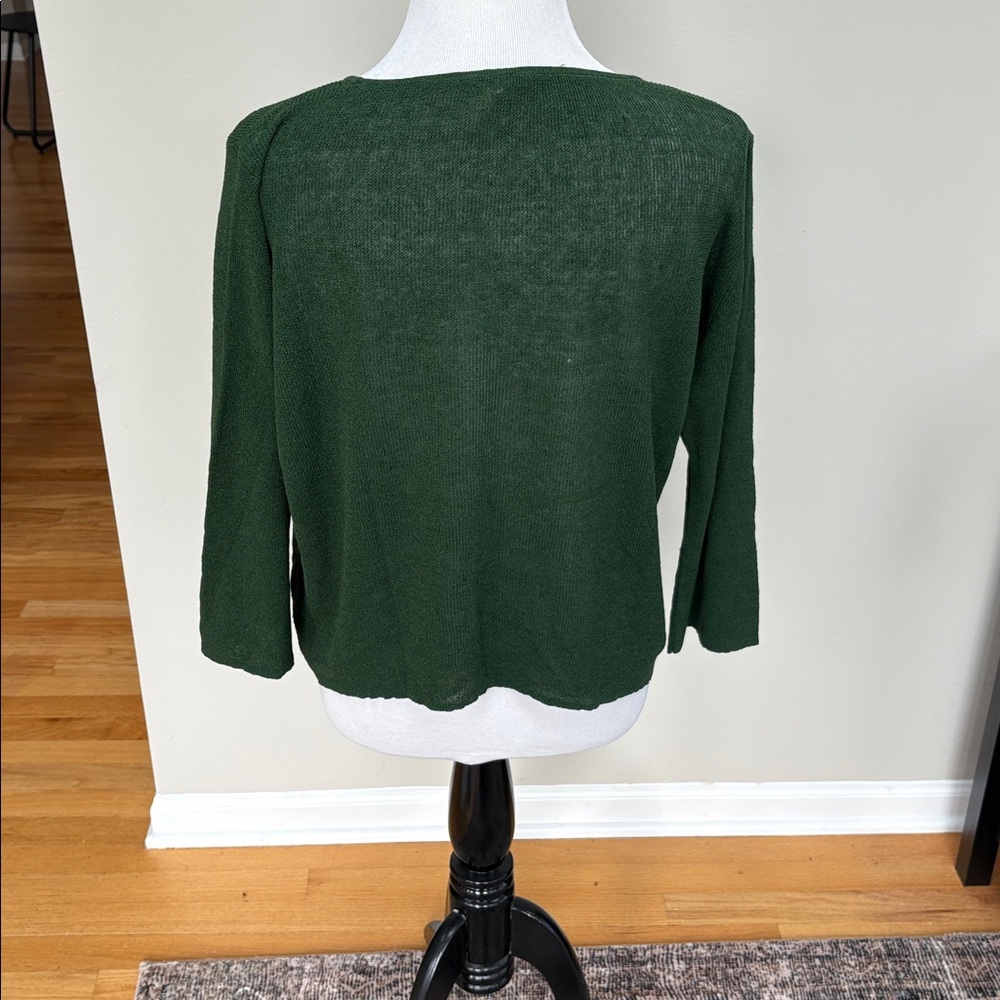 Eileen Fisher Deep Green Long Sleeve Top, Sz L - Picture 2 of 6